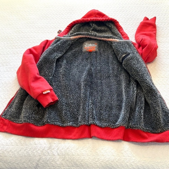 Superdry Orange Label Vintage Logo Borg Lined Zip Hoodie Size L - Picture 4 of 17